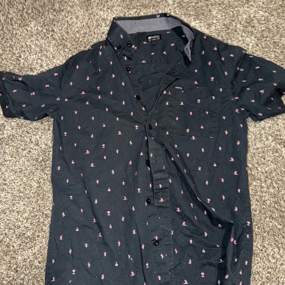 Men's Black pink cactus Print Shirt western beach trendy
